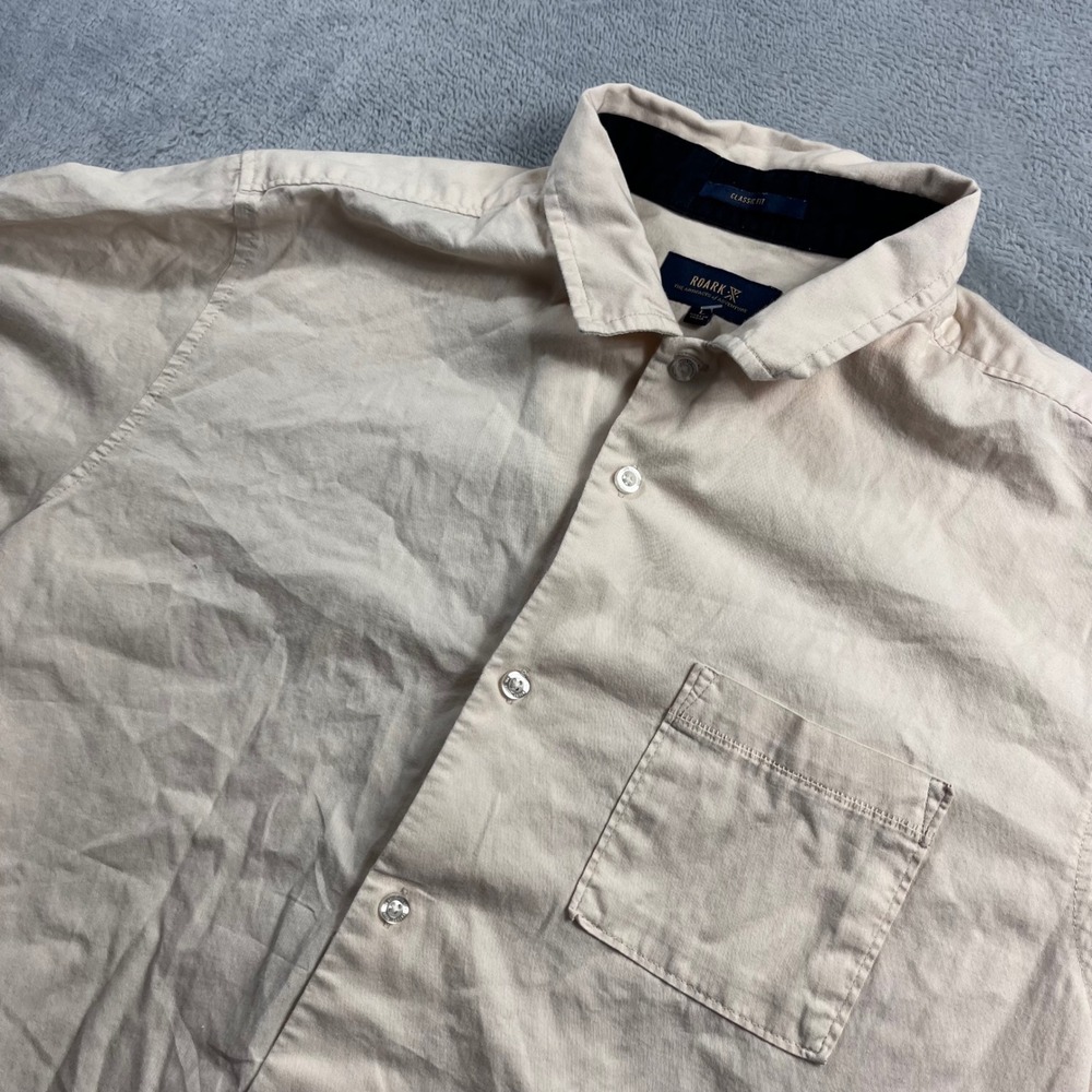 Roark‎ Revival Mens Classic Fit Short Sleeve Button Up Shirt Tan RW472 Large